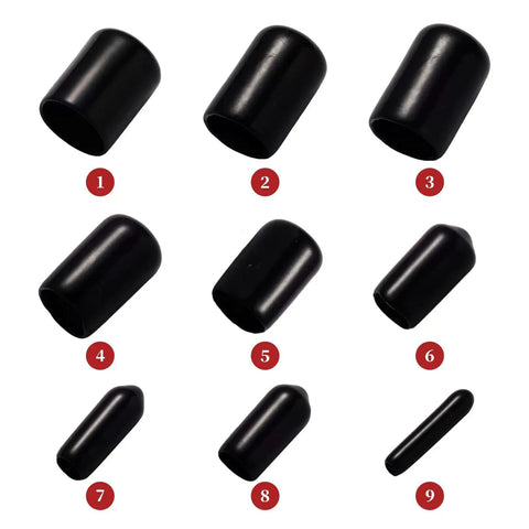 163 Piece Rubber End Caps Set With 9 Common Sizes 2mm To 20mm Round Bolt Covers Black