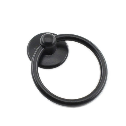 Black Metal Kitchen Cabinet Handles And Ring Pulls For Cabinets And Drawers Single Hole Installation Knobs With Screws Durable Zinc Alloy