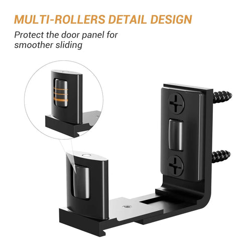 Sliding Barn Door Bottom Floor Guide With Adjustable U Shaped Flat Bottom Design easy to install, wall-mounted, black finish