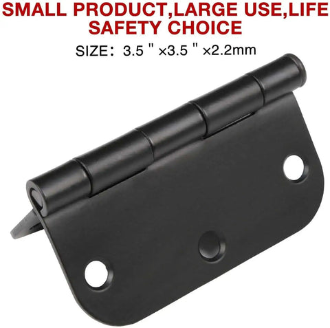 Rounded Matte Black Door Hinges Set Three And A Half Inch Five Eighths Inch Radius Thirty Pack Interior Flat Iron Bifold Standard Hinge