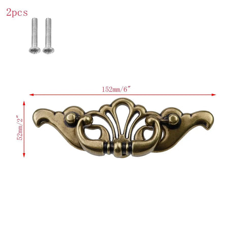 2-Pack 6 Inch Antique Drawer Pulls With 3.43 Inch Hole Spacing Hollow Pattern Zinc Alloy Decorative Cabinet Handles, screws included