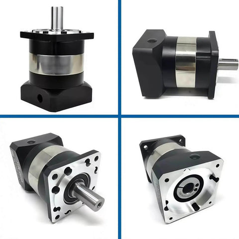 4 views of 5:1 Planetary Gearbox For Nema 34 Stepper Motor With 86mm Frame And 20mm Output Shaft Dual Input Shafts 14mm And 12.7mm