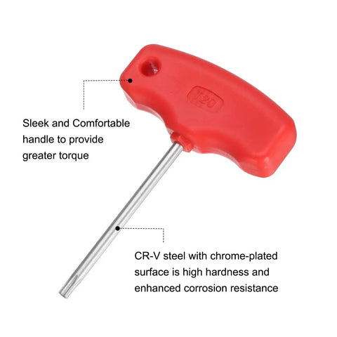 T20 Torx Screwdriver with CRV Steel Ergonomic T Handle Grippy for CNC Lathe Tool Holders, Heavy Duty Star Key Wrench, 97mm Length