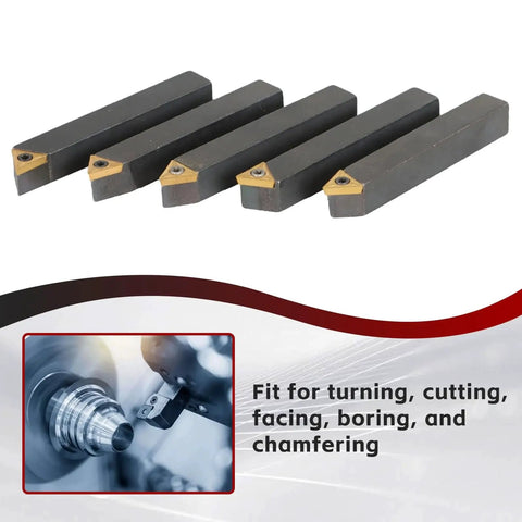 5Pcs Three Eighths Inch Indexable Carbide Lathe Turning Tool Holder Set With TCMT110204 Inserts For Metalworking