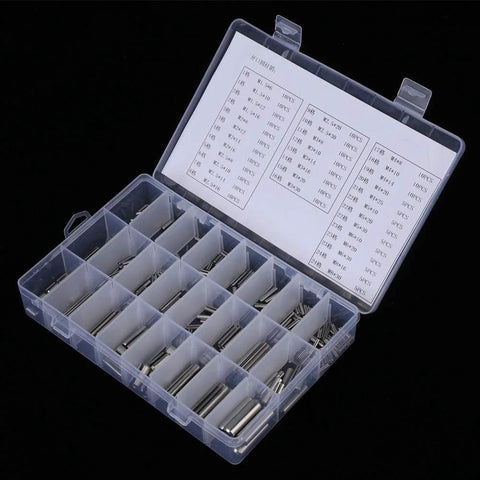 Heavy Duty 280Pcs Stainless Steel Roll Pin Set With Slotted Pins Assortment Kit M1.5 to M8 in durable plastic box