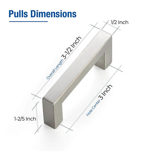 8 Pack Brushed Nickel Cabinet Handles For Kitchen Cabinets And Drawers, 3 Inch Hole Centers, 3-1/2 Inch Length, Stainless Steel Pulls