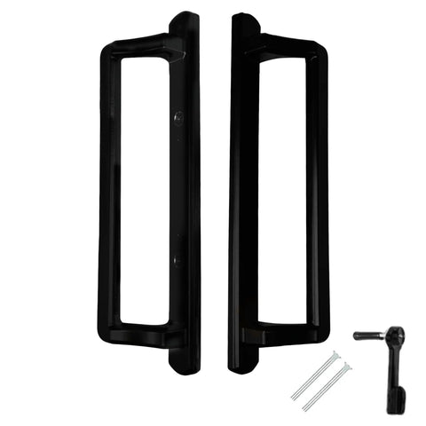 10 Inch Sliding Glass Door Handle Replacement For Patio Doors With 3 7/8 Inch Center Hole Spacing Black Aluminum Handle Set