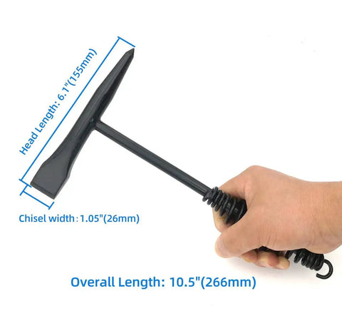 Heavy Duty Welding Chipping Hammer With Coil Spring Handle For Shock Absorption, 10.5 Inch Overall Length, Tempered Chisel And Point Ends