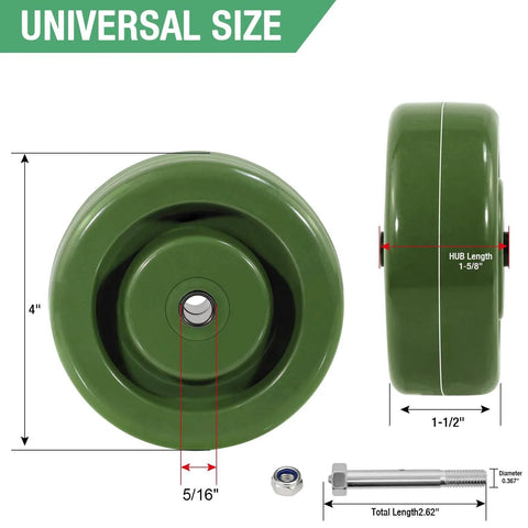 Heavy Duty High Temperature Caster Wheels For Ovens And Dryers 4 Inch By 1.5 Inch Epoxy Resin Wheels with universal size.