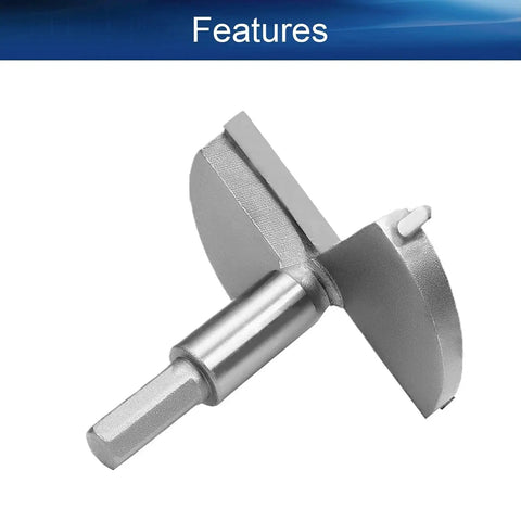 Close-up of 90mm Forstner Drill Bit with Tungsten Carbide Tip and Hex Shank, ideal for woodworking hole cutter and boring tasks.