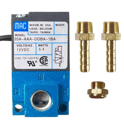 3 Port Boost Control Solenoid Valve Replacement For MAC 35A-AAA-DDBA-1BA with brass fittings