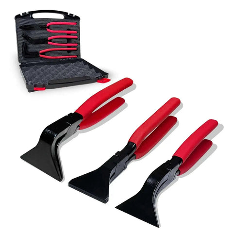 3 Piece Hand Seamers Set With Straight Jaw, 45 Degree, And 90 Degree Pliers and storage case