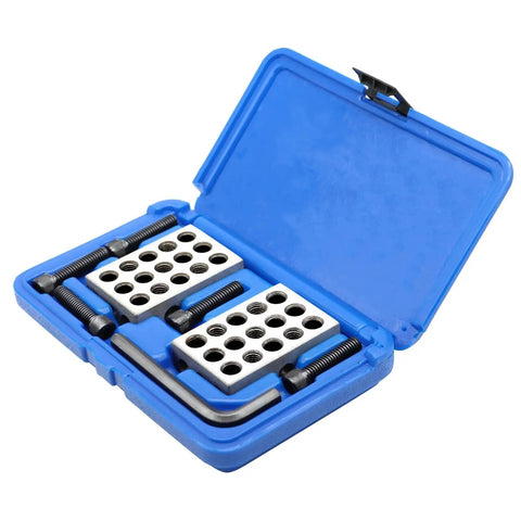 Ultra Precision 1 2 3 Blocks Set With Screw Matched Pair And 23 Holes Hardened Steel 1x2x3 Inch Setup Blocks in plastic case