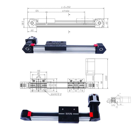Beefy Belt Drive Linear Stage For CNC With Nema 23 Stepper Motor And Servo Actuator Table FPB45 700mm Stroke Work Size