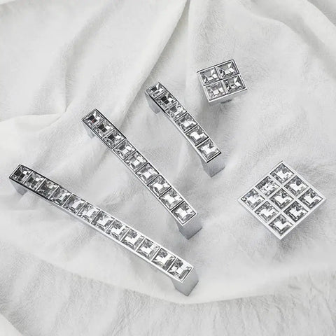U Shape Crystal Glass Diamond Rhinestone Cabinet Pulls 4 Pack With 2.5 Inch Center Holes Includes 0.87 0.98 And 1.18 Inch Screws And Washers