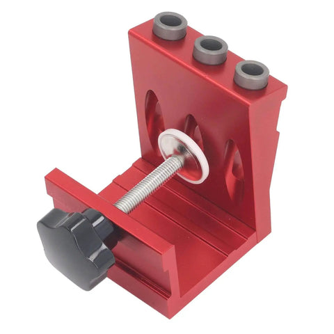 Pocket Hole Jig Kit With Aluminum Alloy Doweling Jig System for board thickness 0.47 to 1.77 inches and 12 to 45 mm, red tool