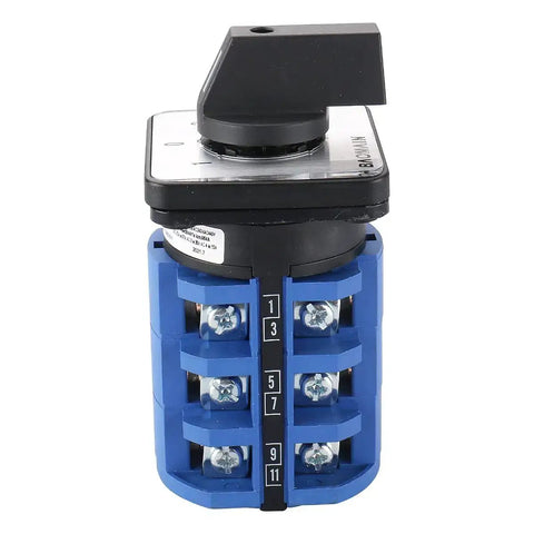 Built Tough Rotary Changeover Switch 63A 3-Position 1-0-2 Circuit with Center Off 12-Terminal Cam Selector front view
