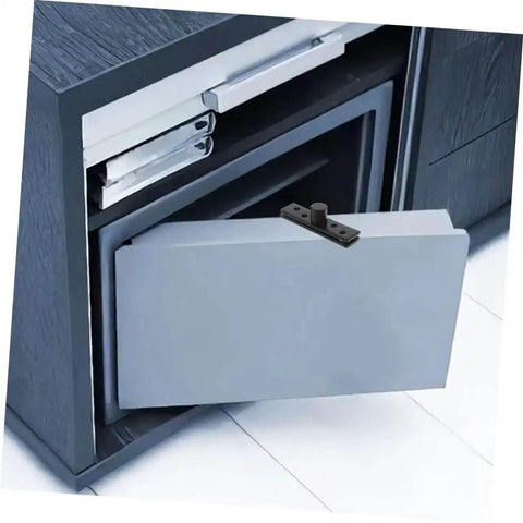 2-Piece Stainless Steel Hidden Pivot Hinges for Concealed Doors in a cabinet, showcasing rotating concealed door hardware.