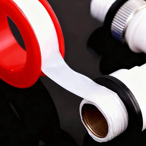 Image showing 3 Pack 15M 1 Inch PTFE Thread Seal Tape For Plumbing And HVAC Waterproof Seal Tape wrapping around a threaded pipe fitting.