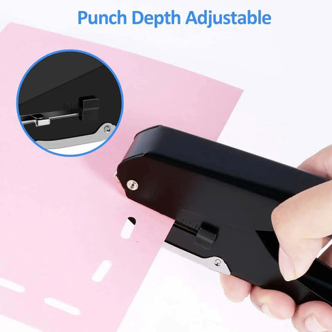 Using Oval Hole Punch For Papers And ID Cards Heavy Duty Handheld Slot Punch to punch holes in pink paper