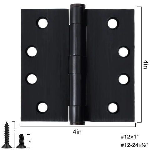 Exterior Door Hinges 4x4 Heavy Duty 3.3mm Thick Square Plain Bearing Oil Rubbed Bronze For Front Doors Commercial Use