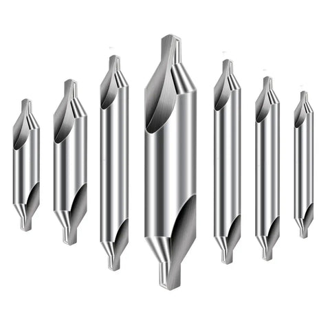 Center Drill Bits Set Built Tough With High Speed Steel, 7 Pc 60 Degree Countersink Tool Kit For Lathe Metalworking