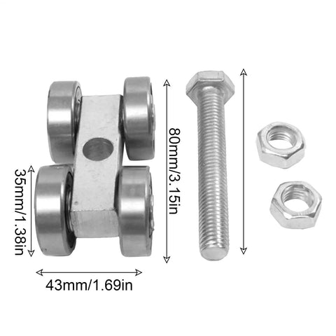 Beefy Heavy Duty Sliding Door Roller Replacement Kit with Steel Track Wheel Hanger and Barn Door Rail Trolley, hardware components