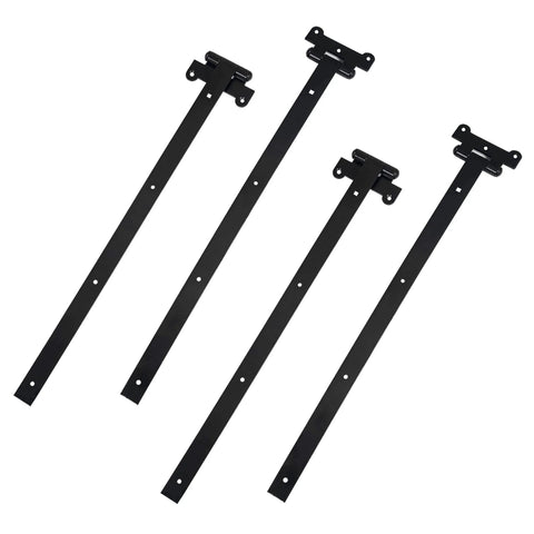 24 Inch Black T Strap Gate Hinges Set - Heavy Duty 2 Pack With 14 Mounting Screws, 4mm Thick Iron, Black Powder Coating To Resist Rust