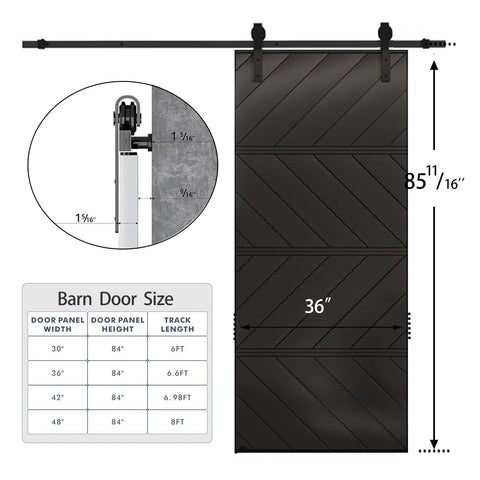 Sliding Barn Door 36 By 84 Inches With Pre Drilled Slab, Hardware Kit And Handle, MDF And PVC Surface, Waterproof Coating