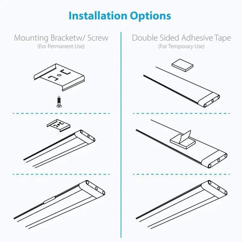 Installation options for 6 Inch Cool White Modular LED Under Cabinet Lighting Pro Kit With 12 Panels For Bright Task Lighting And Accurate Color
