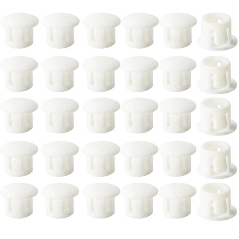 30 Pack 8mm White Plastic Hole Plugs With Snap In Locking End Caps For Furniture Fencing Posts And Pipes Durable Nylon Construction