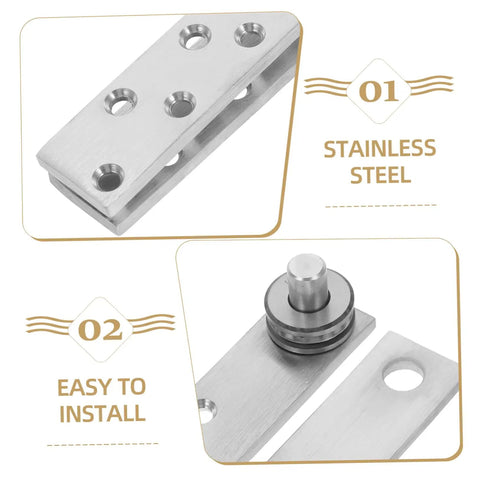 360 Degree Heavy Duty Stainless Steel Pivot Hinges For Hidden Doors With Slick Operation And Concealed Invisible Hinge System For Bookcase Secret Doors And Seamless Aesthetic Appeal QUMIIRITY, image of stainless steel parts showing durability and easy installation features.