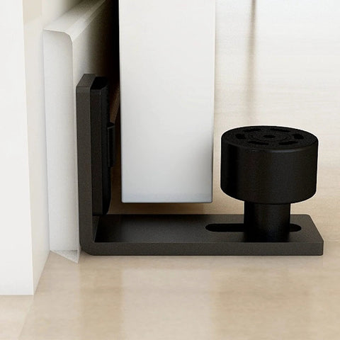 Heavy Duty Floor Guide For Sliding Barn Doors With Double Wheel Bottom Roller Wall Mount System No Punching Required Black 1 Pack