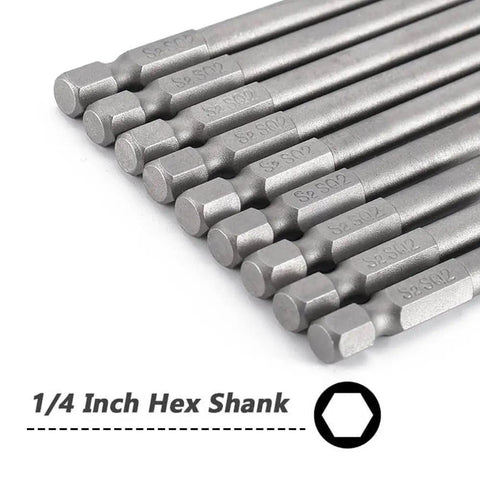 10 Pc Magnetic Square Drill Bit Set 100mm Hex Shank Robertson Square Drive Bits for Pocket Hole Jig S2 Alloy Steel