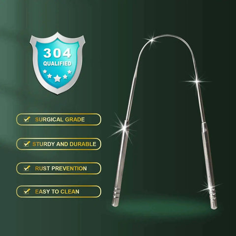 Two Pack Tongue Scrapers Made From 304 Stainless Steel For Adults And Kids, Pro Oral Care Tool with smooth edges and easy to clean