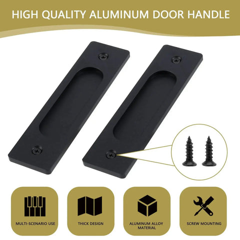 4 Pack Black Recessed Sliding Barn Door Pull Handles, Flush Finger Pull With Aluminum Alloy Construction, includes screws