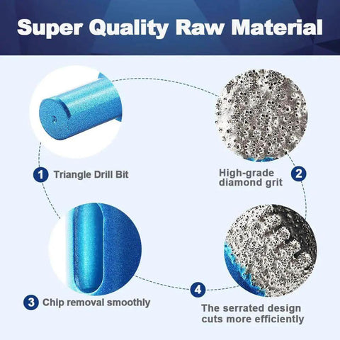 Two Piece Dry Diamond Core Drill Bit Set Pro Grade For Porcelain Tile Ceramic Stone Granite Marble 1 Inch 25mm Diamond Hole Saw With Triangle Shank By BRSCHNITT showing triangle drill bit and diamond grit details.