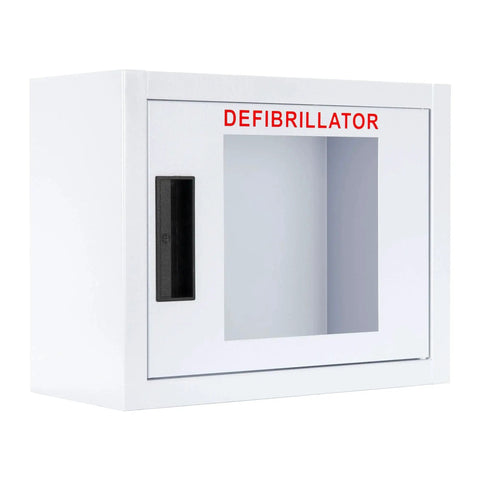 Compact Indoor AED Cabinet Nonalarmed for FRx OnSite and Heartsine Defibrillators with Essential Accessory Storage, wall-mounted