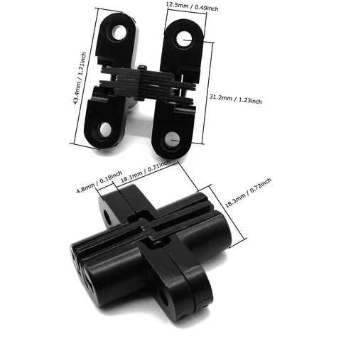 Hidden Hinge Set For Doors And Cabinets Lamvbls Stainless Steel 180 Degree Invisible Cross Hinges Black One Point Seven One Inch