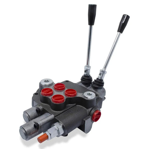 Monoblock Hydraulic Directional Control Valve With Two Spool And Single Float Detent For Heavy Equipment, front view