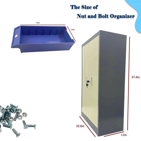 60 Drawer Parts Cabinet Nut And Bolt Organizer Lockable Metal Bin Cabinet with partitions, labels, and doors for hardware storage