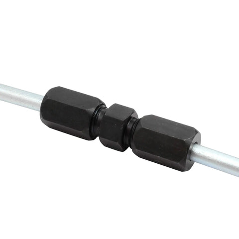 Leak Tight Built Tough One Quarter Inch High Pressure Compression Union For Steel Tubing Up To Five Thousand PSI Black Oxide Coated Steel