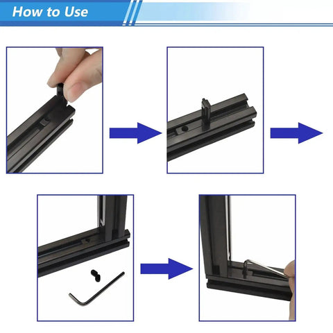 Assembly guide for 20 Piece Black 2020 Aluminum Extrusion Corner Bracket Set With Screws And Wrench For 20x20 Series 6mm Slot Profiles.