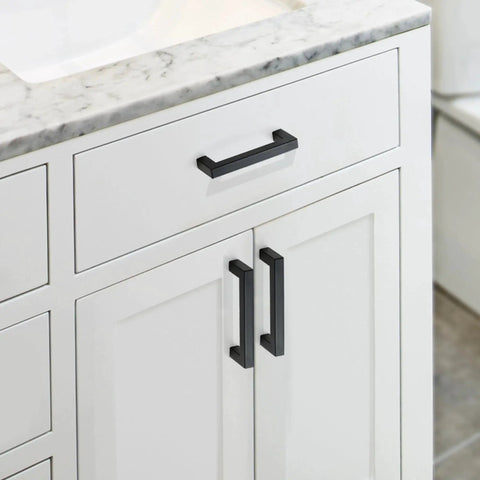10 Pack Solid 5 Inch Square Matte Black Kitchen Cabinet Handles For Cabinets And Drawers Durable Cabinet Pulls Hardware Installed