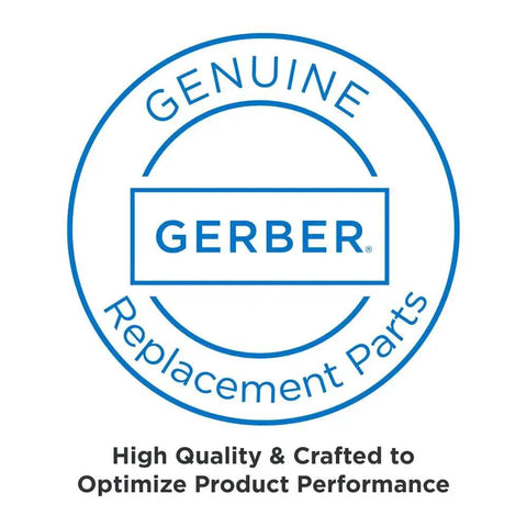 Certification seal for Gerber Plumbing replacement parts, labeled 'Genuine Replacement Parts,' highlighting quality craftsmanship.