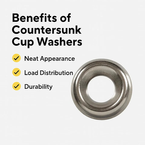 Stainless steel countersunk cup washer, #8 size, 304 SS finish
