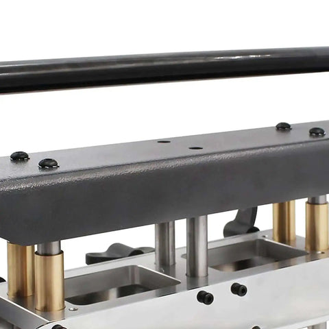 Front view of Three Station Sheet Metal Bender Roller with steel and aluminum parts, for 0 to 90 degree bends and 0.3-1.0mm sheets