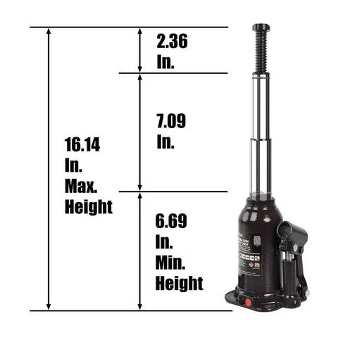 4 Ton Double Ram Hydraulic Car Bottle Jack For Auto Repair And Home Lifts With A Wide Lift Range From Six To Sixteen Inches Extension Screw Top Adjustable Before Pumping 8000 Lb Capacity Heavy Duty Black