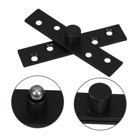 Rock Solid Heavy Duty Stainless Steel Pivot Hinges For Hidden Doors And Secret Bookcases In Black Finish, close-up view