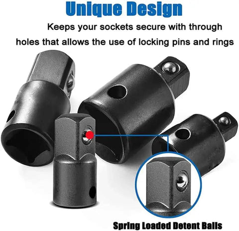 Utoolmart 3/8-in to 1/4-in drive socket adapter set, Cr-V, black, 2 pcs